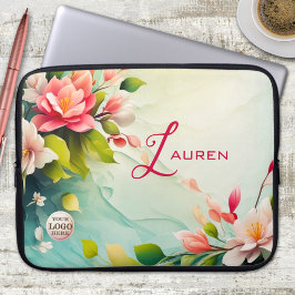 Capa Para Notebook Bolsa de laptop Floral Rosa Elegante