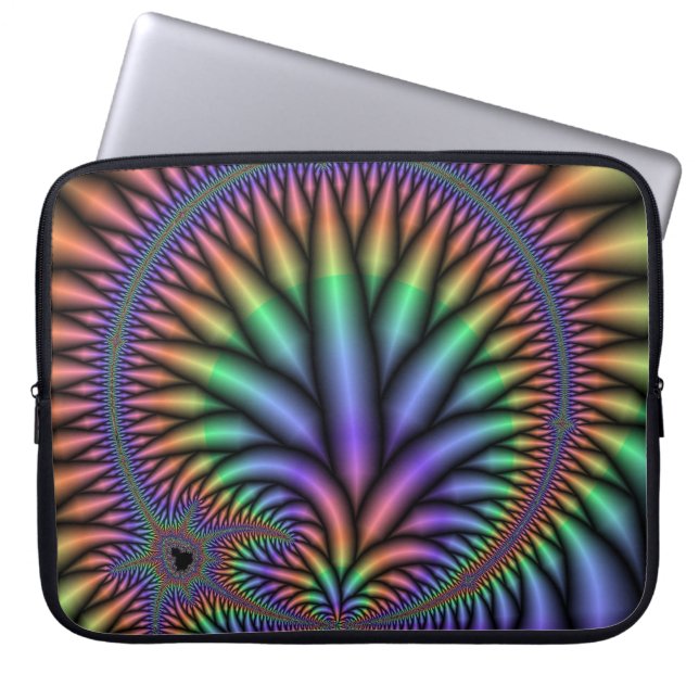 Capa Para Notebook Bolsa de laptop Fractal Colorida (Frente)