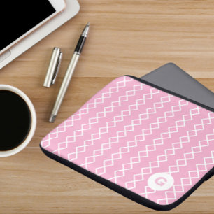 Capa Para Notebook Bolsa de laptop Geométrica do Monograma Rosa