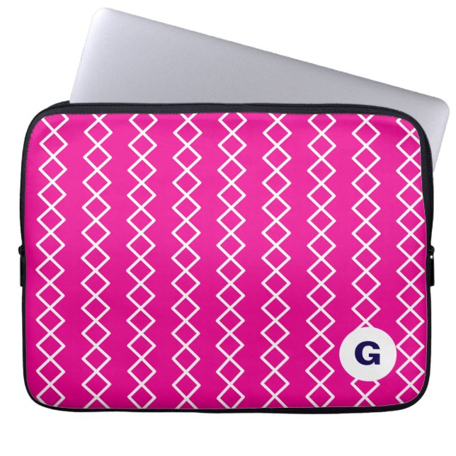 Capa Para Notebook Bolsa de laptop Geométrica do Monograma Rosa (Frente)