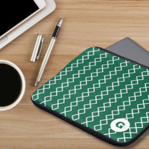 Capa Para Notebook Bolsa de laptop Geométrica do Monograma Verde