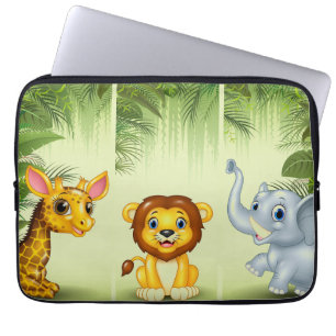 Capa Para Notebook Bolsa de laptop Giraffe Lion Elephant Kids