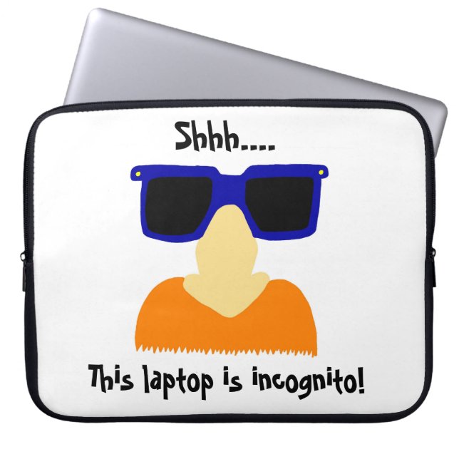 Capa Para Notebook Bolsa de laptop Incognito de bigode e óculos (Frente)