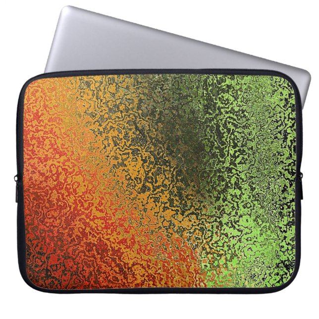 Capa Para Notebook Bolsa de laptop Laranja e Verde Iridescente (Frente)