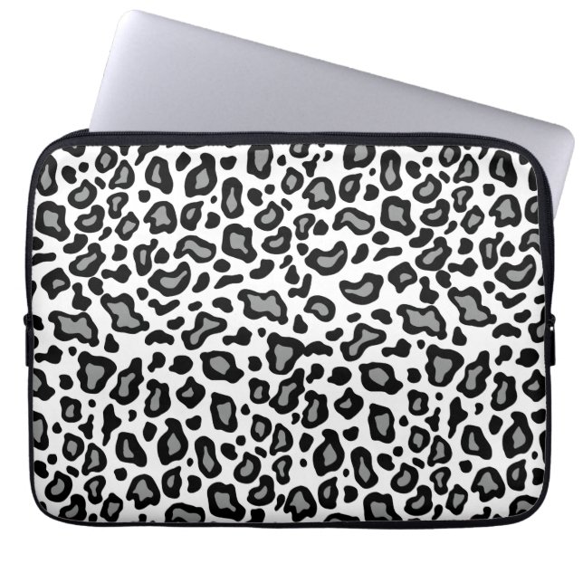 Capa Para Notebook Bolsa de laptop-leopardo branca (Frente)