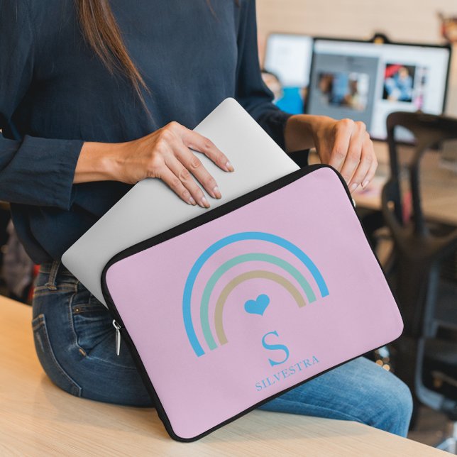 Capa Para Notebook Bolsa de laptop Lilac Monograma Arco-íris (Criador carregado)