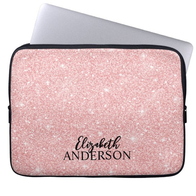Capa Para Notebook Bolsa de laptop Luminosa Rosa Personalizada (Frente)