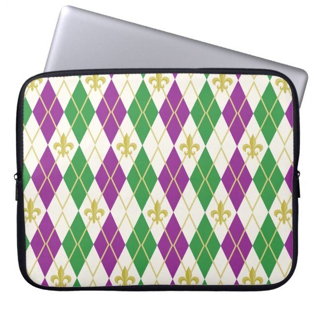 Capa Para Notebook Bolsa de laptop Mardi Gras Argyle (Frente)