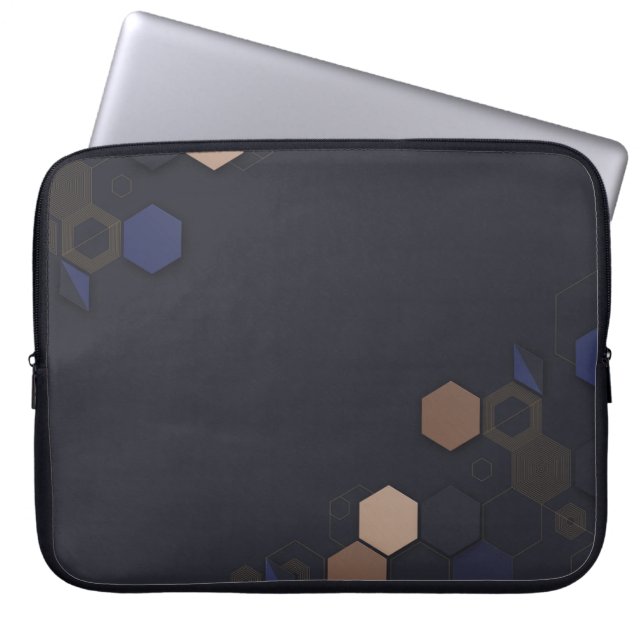 Capa Para Notebook Bolsa de laptop moderna de padrão hexagonal escuro (Frente)