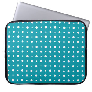 Capa Para Notebook Bolsa de laptop na moda, Bolinhas brancas, Teal