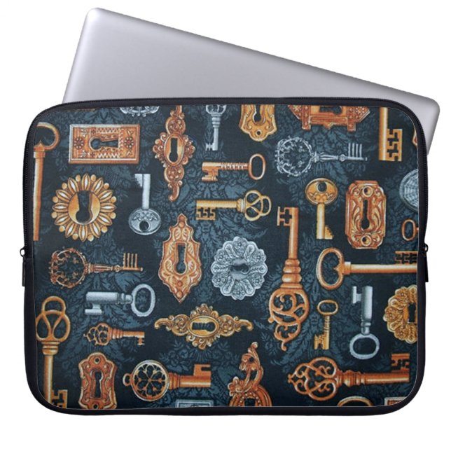 Capa Para Notebook Bolsa de laptop Padrão Chaves Steampunk e Buracos- (Frente)