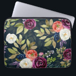 Capa Para Notebook Bolsa de laptop Padrão de Rosas de outono de Water<br><div class="desc">Bolsa de laptop Padrão de Rosas de outono de Watercolor. Uma elegante bolsa de laptop floral que apresenta ilustrações aquáticas de rosas de burgôs,  roxas,  laranja e marfim com bagas e sotaques folínicos. Esta bolsa de laptop botânica é perfeita como presente.</div>