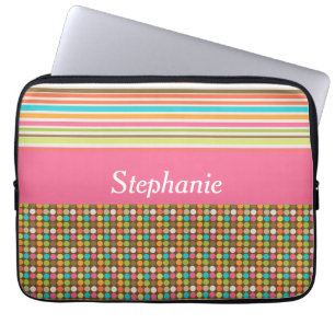 Capa Para Notebook Bolsa de laptop Personalizada Bolinhas e Stripes
