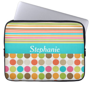 Capa Para Notebook Bolsa de laptop Personalizada Bolinhas e Stripes