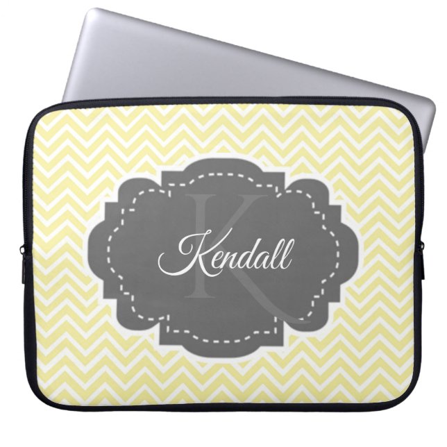 Capa Para Notebook Bolsa de laptop Personalizada Chevron Amarelo (Frente)