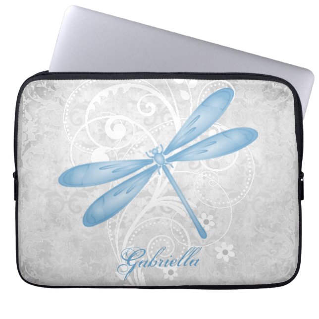 Capa Para Notebook Bolsa de laptop Personalizada da Dragonfly Azul (Frente)