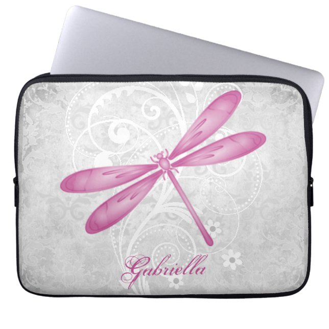 Capa Para Notebook Bolsa de laptop Personalizada da Dragonfly Magenta (Frente)