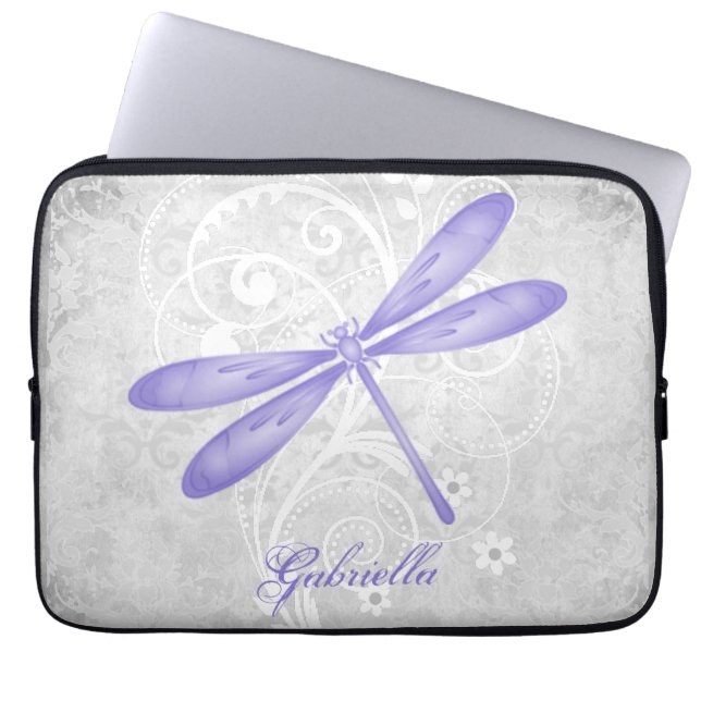 Capa Para Notebook Bolsa de laptop Personalizada da Dragonfly Roxa (Frente)