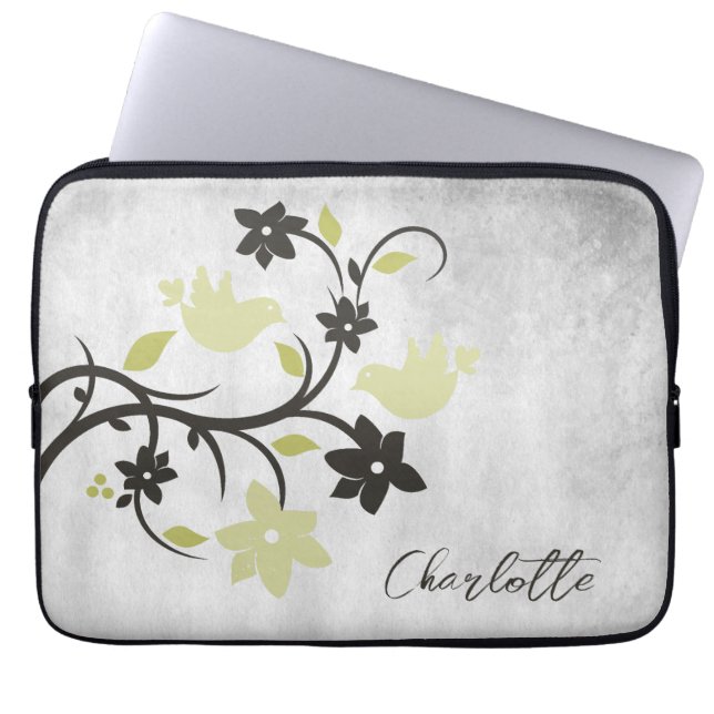 Capa Para Notebook Bolsa de laptop Personalizada de Aves Amarelas (Frente)