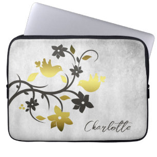 Capa Para Notebook Bolsa de laptop Personalizada de Aves Douradas
