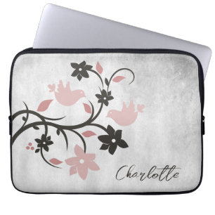 Capa Para Notebook Bolsa de laptop Personalizada de Aves Rosa