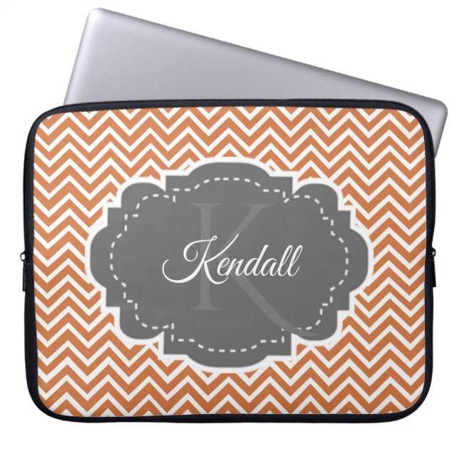 Capa Para Notebook Bolsa de laptop Personalizada do Orange Chevron (Frente)