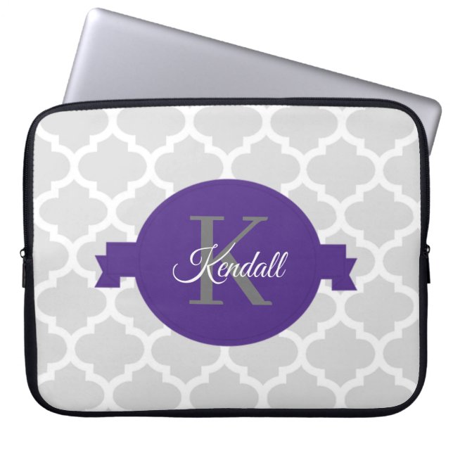 Capa Para Notebook Bolsa de laptop personalizada do Quatrefoil Roxo (Frente)