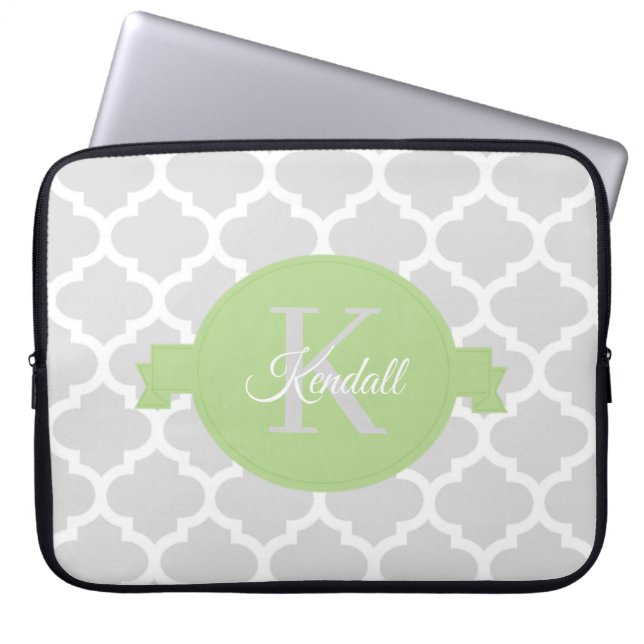 Capa Para Notebook Bolsa de laptop Personalizada do Quatrefoil Verde (Frente)