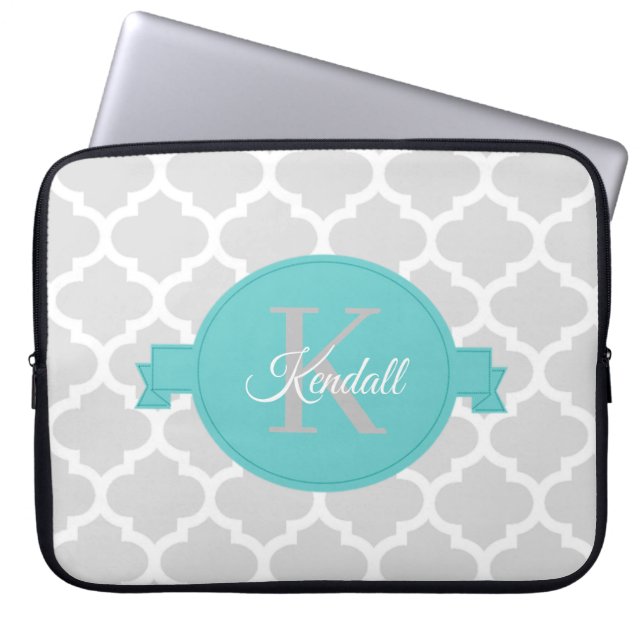 Capa Para Notebook Bolsa de laptop Personalizada do Teal Quatrefoil (Frente)
