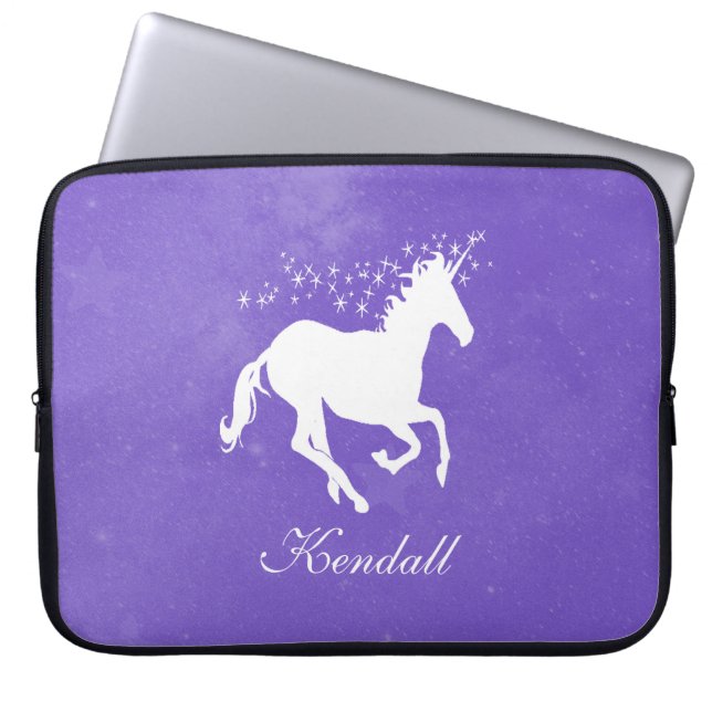 Capa Para Notebook Bolsa de laptop Personalizada do Unicórnio Roxo (Frente)