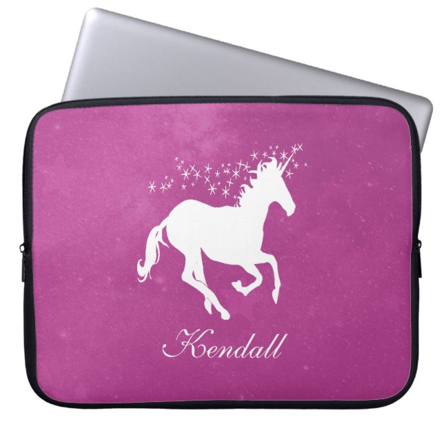 Capa Para Notebook Bolsa de laptop Personalizada Magenta Unicorn (Frente)