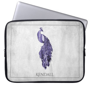 Capa Para Notebook Bolsa de laptop Personalizada Pavão Elegante Roxo