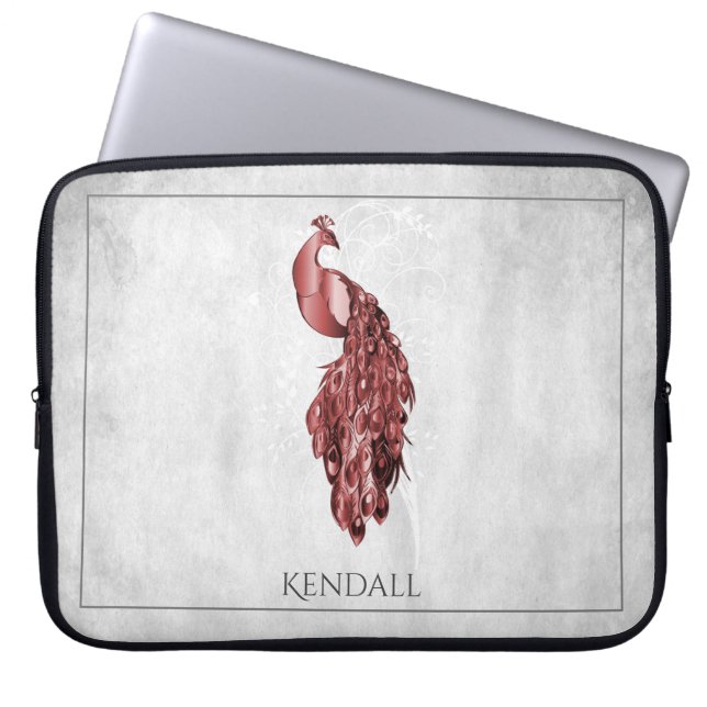 Capa Para Notebook Bolsa de laptop Personalizada Pavão Elegante Verme (Frente)