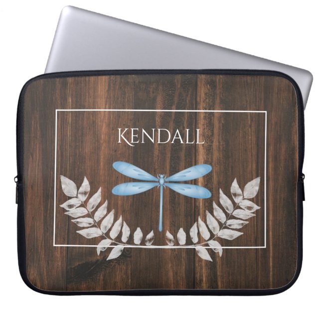 Capa Para Notebook Bolsa de laptop Personalizada Rustic Blue Dragonfl (Frente)