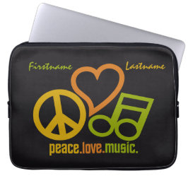 Capa Para Notebook Bolsa de laptop personalizadas de Música Peace Lov