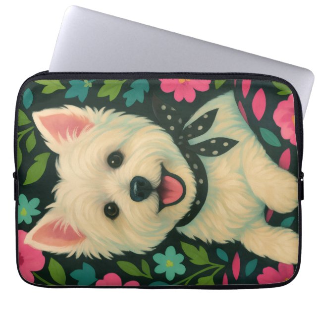 Capa Para Notebook Bolsa de laptop Preppy Westie (Frente)