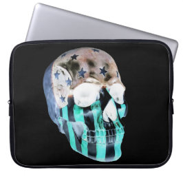 Capa Para Notebook Bolsa de laptop preta do crânio pintada negativame