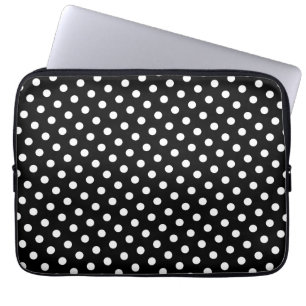 Capa Para Notebook Bolsa de laptop Preta e Bolinhas Branca