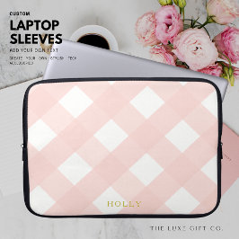 Capa Para Notebook Bolsa de laptop rosa Gingham de 15" personalizada