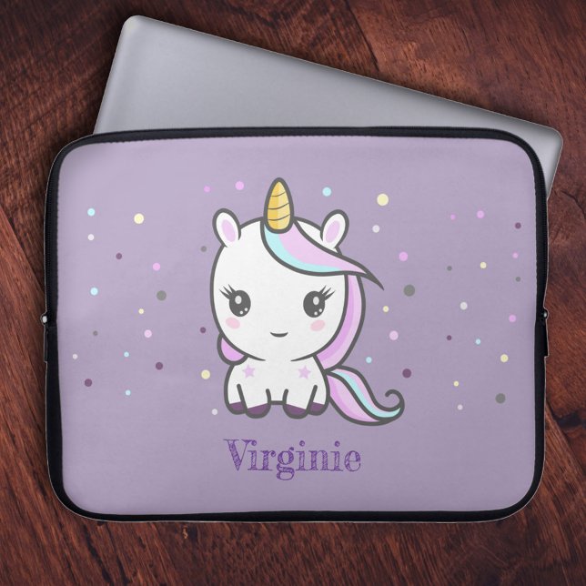 Capa Para Notebook Bolsa de laptop Roxo do Unicórnio (Cute Unicorn Purple Laptop Sleeve)