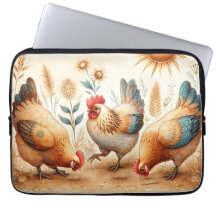 Bolsa de laptop Rustic Barnyard Chickens Boho