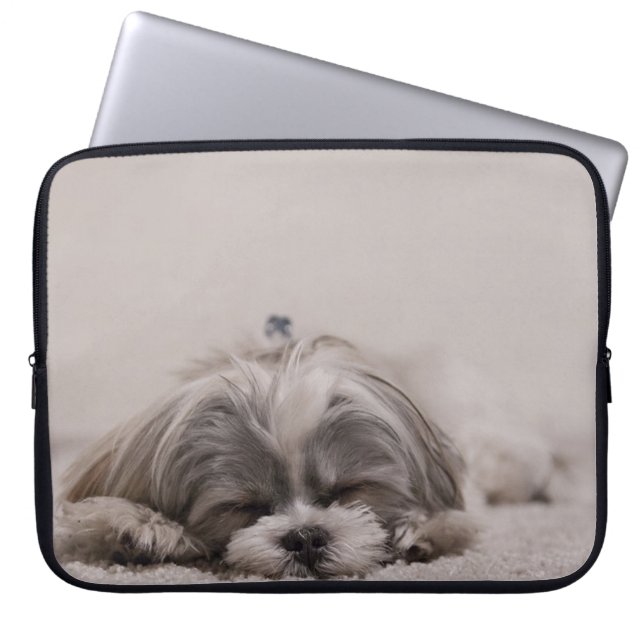 Capa Para Notebook Bolsa de laptop Shitzu Dormindo, Cão Dormindo (Frente)