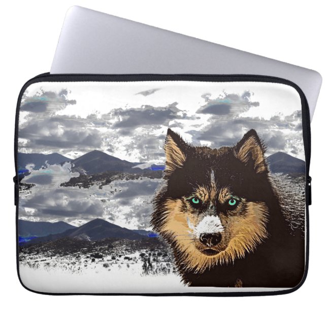 Capa Para Notebook Bolsa de laptop Siberian Husky (Frente)
