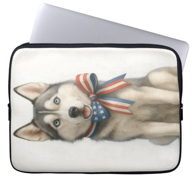 Capa Para Notebook Bolsa de laptop Siberian Husky (Frente)