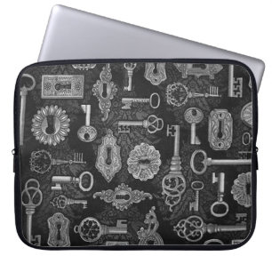Capa Para Notebook Bolsa de laptop Silver Steampunk Keys e Key Hols