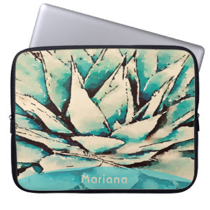 Capa Para Notebook Bolsa de laptop Suculenta do Teal Agave