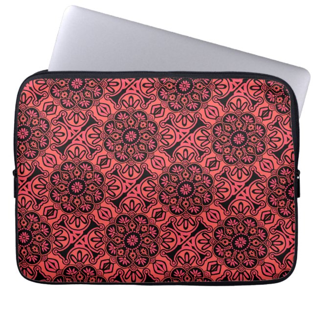 Capa Para Notebook Bolsa de laptop Tribal Preta e Vermelha (Frente)