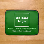 Capa Para Notebook Bolsa de laptop Verde da Marca comercial<br><div class="desc">Bolsa de laptop personalizável que você usa para criar reconhecimento de nome de marca. O conteúdo é o logotipo da sua empresa, nome da empresa ou da empresa, endereço e número de telefone. Design é um texto verde-claro e branco sobre fundo verde. Verifique a aparência após carregar o logotipo e...</div>