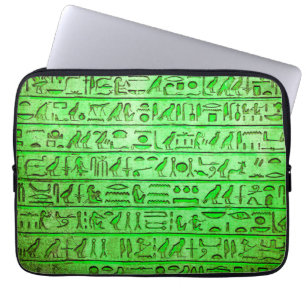Capa Para Notebook Bolsa de laptop Verde dos Hieróglifos Antigos Egíp