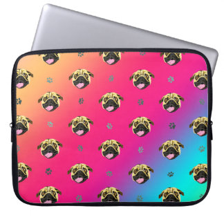 Capa Para Notebook Bolsa Eletrônica com Impressão de Pug Arco-Íris